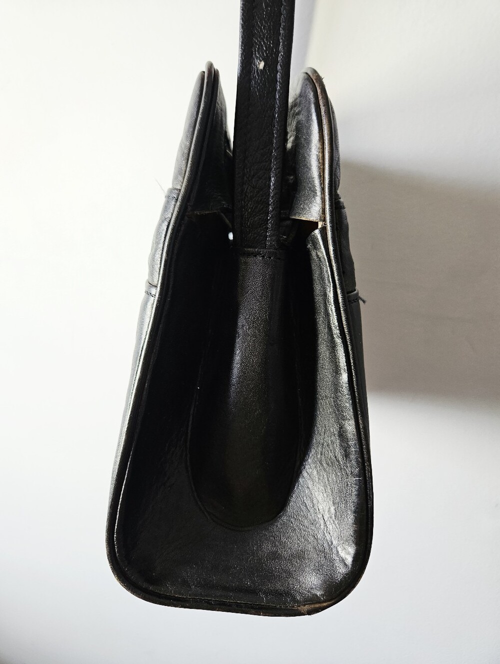 Vintage Floral Hand Tooled Leather Purse Black Handbag Western Boho Aztec - Picture 7 of 9